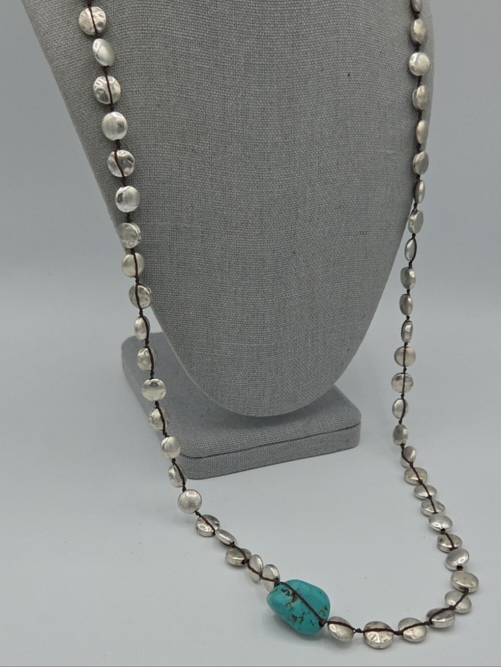 5 for $25! Lucky Brand Silver Bead Necklace with Turquoise Color Accent